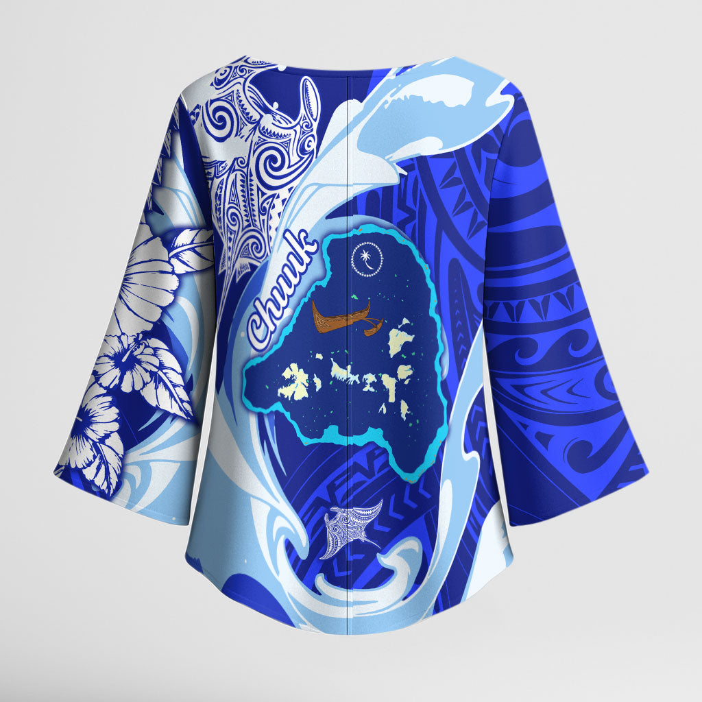 Chuuk Micronesian Roots Kimono Sleeve Blouse Polynesian Tribal Pattern Hibiscus Flower And Stingray Art TS04 - Polynesian Pride