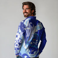 Chuuk Micronesian Roots Long Sleeve Polo Shirt Polynesian Tribal Pattern Hibiscus Flower And Stingray Art TS04 - Polynesian Pride