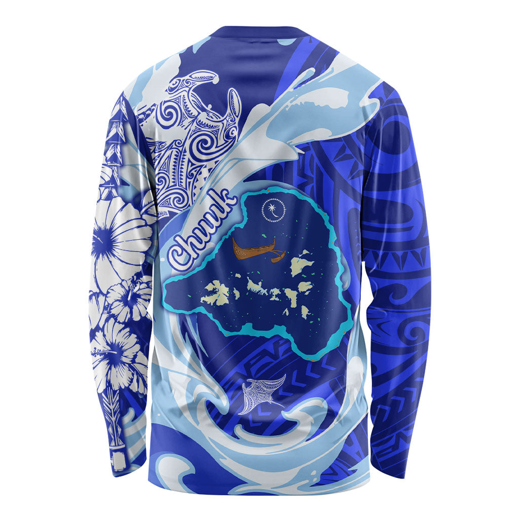 Chuuk Micronesian Roots Long Sleeve Shirt Polynesian Tribal Pattern Hibiscus Flower And Stingray Art TS04 - Polynesian Pride