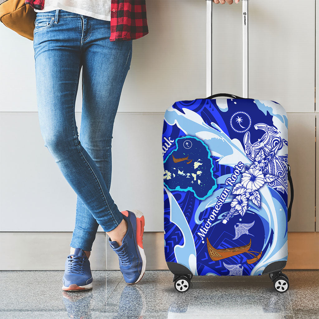 Chuuk Micronesian Roots Luggage Cover Polynesian Tribal Pattern Hibiscus Flower And Stingray Art TS04 - Polynesian Pride