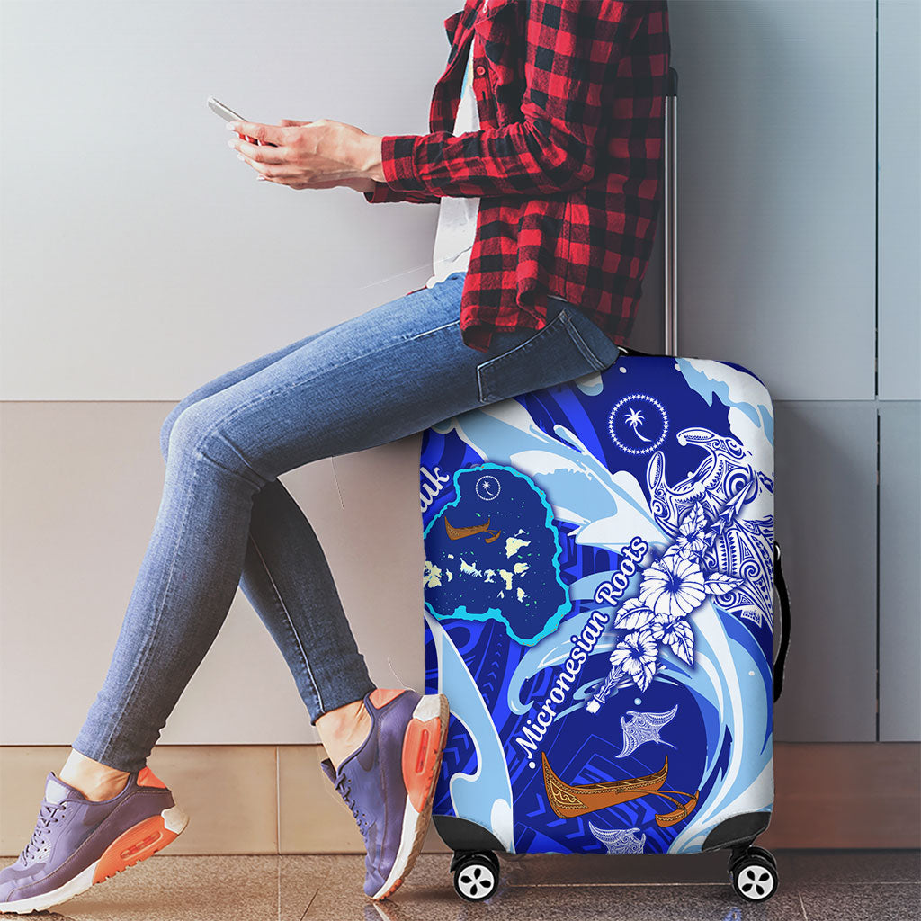 Chuuk Micronesian Roots Luggage Cover Polynesian Tribal Pattern Hibiscus Flower And Stingray Art TS04 - Polynesian Pride