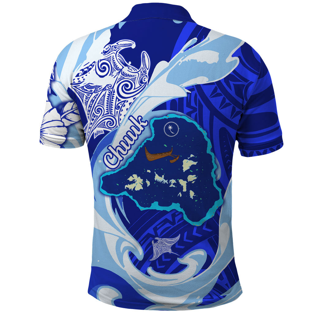Chuuk Micronesian Roots Polo Shirt Polynesian Tribal Pattern Hibiscus Flower And Stingray Art TS04 - Polynesian Pride