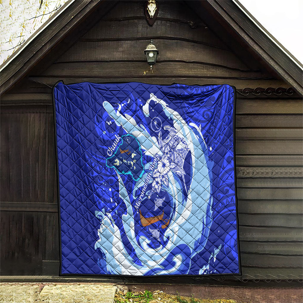 Chuuk Micronesian Roots Quilt Polynesian Tribal Pattern Hibiscus Flower And Stingray Art