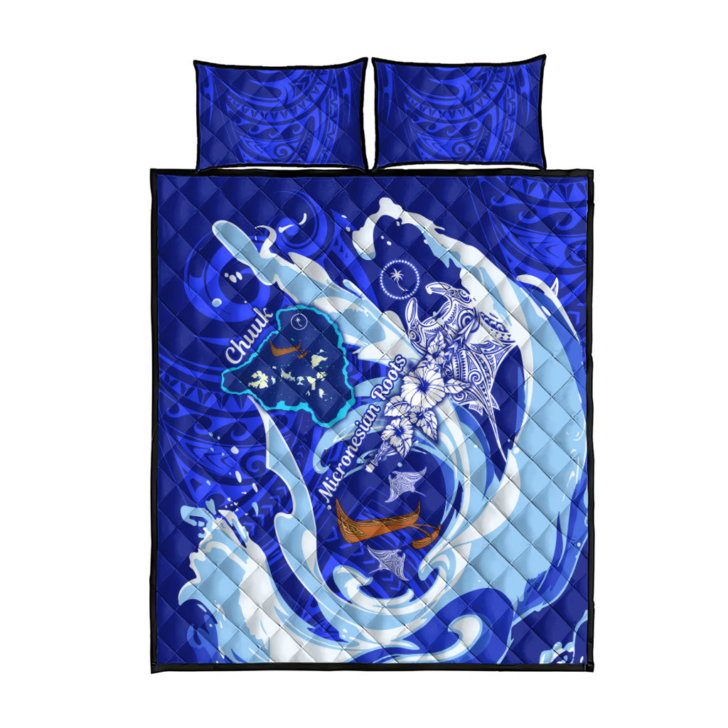 Chuuk Micronesian Roots Quilt Bed Set Polynesian Tribal Pattern Hibiscus Flower And Stingray Art TS04 - Polynesian Pride