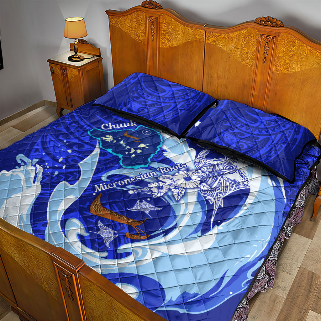Chuuk Micronesian Roots Quilt Bed Set Polynesian Tribal Pattern Hibiscus Flower And Stingray Art TS04 - Polynesian Pride