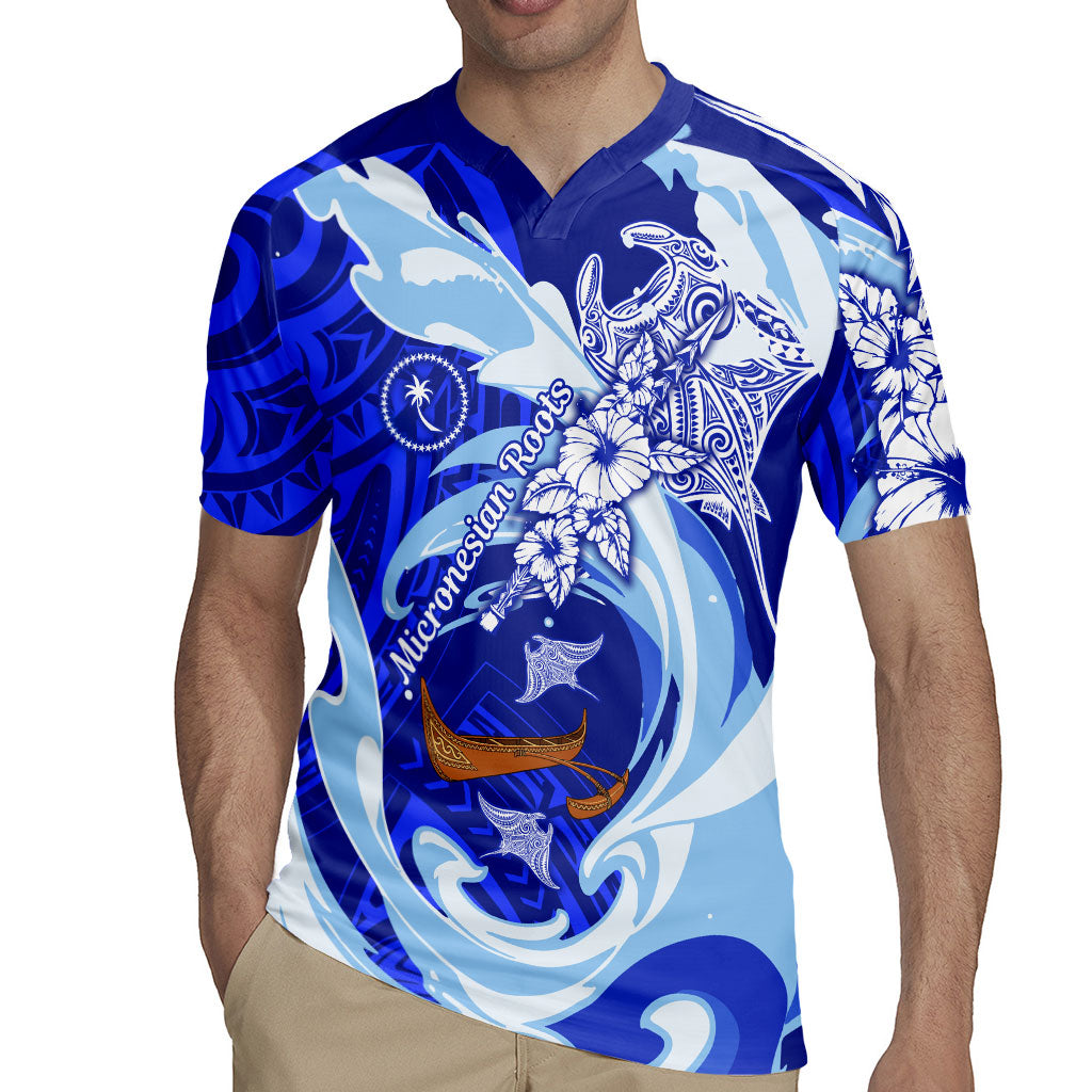 Chuuk Micronesian Roots Rugby Jersey Polynesian Tribal Pattern Hibiscus Flower And Stingray Art TS04 - Polynesian Pride