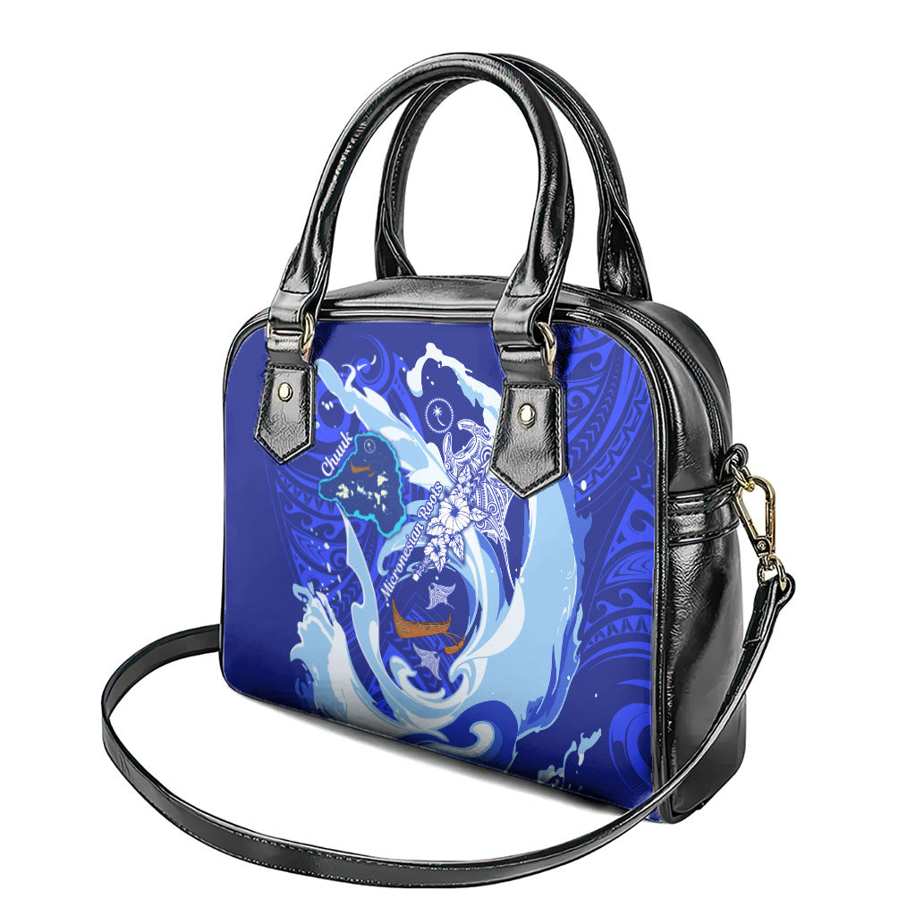 Chuuk Micronesian Roots Shoulder Handbag Polynesian Tribal Pattern Hibiscus Flower And Stingray Art TS04 - Polynesian Pride
