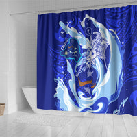 Chuuk Micronesian Roots Shower Curtain Polynesian Tribal Pattern Hibiscus Flower And Stingray Art TS04 - Polynesian Pride