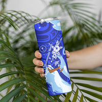 Chuuk Micronesian Roots Skinny Tumbler Polynesian Tribal Pattern Hibiscus Flower And Stingray Art TS04 - Polynesian Pride