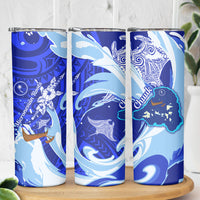 Chuuk Micronesian Roots Skinny Tumbler Polynesian Tribal Pattern Hibiscus Flower And Stingray Art TS04 - Polynesian Pride
