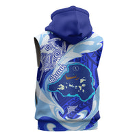 Chuuk Micronesian Roots Sleeveless Hoodie Polynesian Tribal Pattern Hibiscus Flower And Stingray Art TS04 - Polynesian Pride