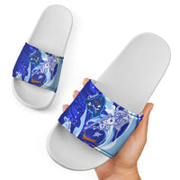 Chuuk Micronesian Roots Slide Sandals Polynesian Tribal Pattern Hibiscus Flower And Stingray Art TS04 - Polynesian Pride