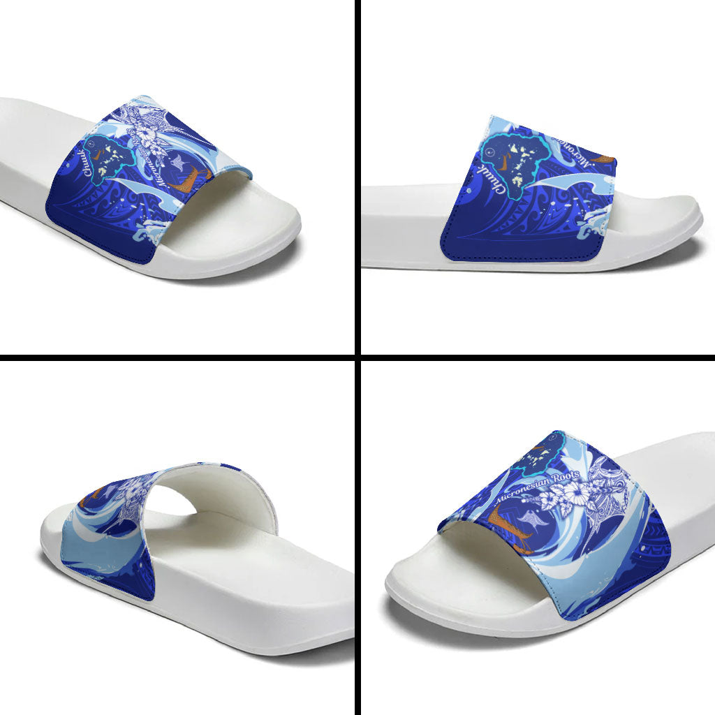 Chuuk Micronesian Roots Slide Sandals Polynesian Tribal Pattern Hibiscus Flower And Stingray Art TS04 - Polynesian Pride