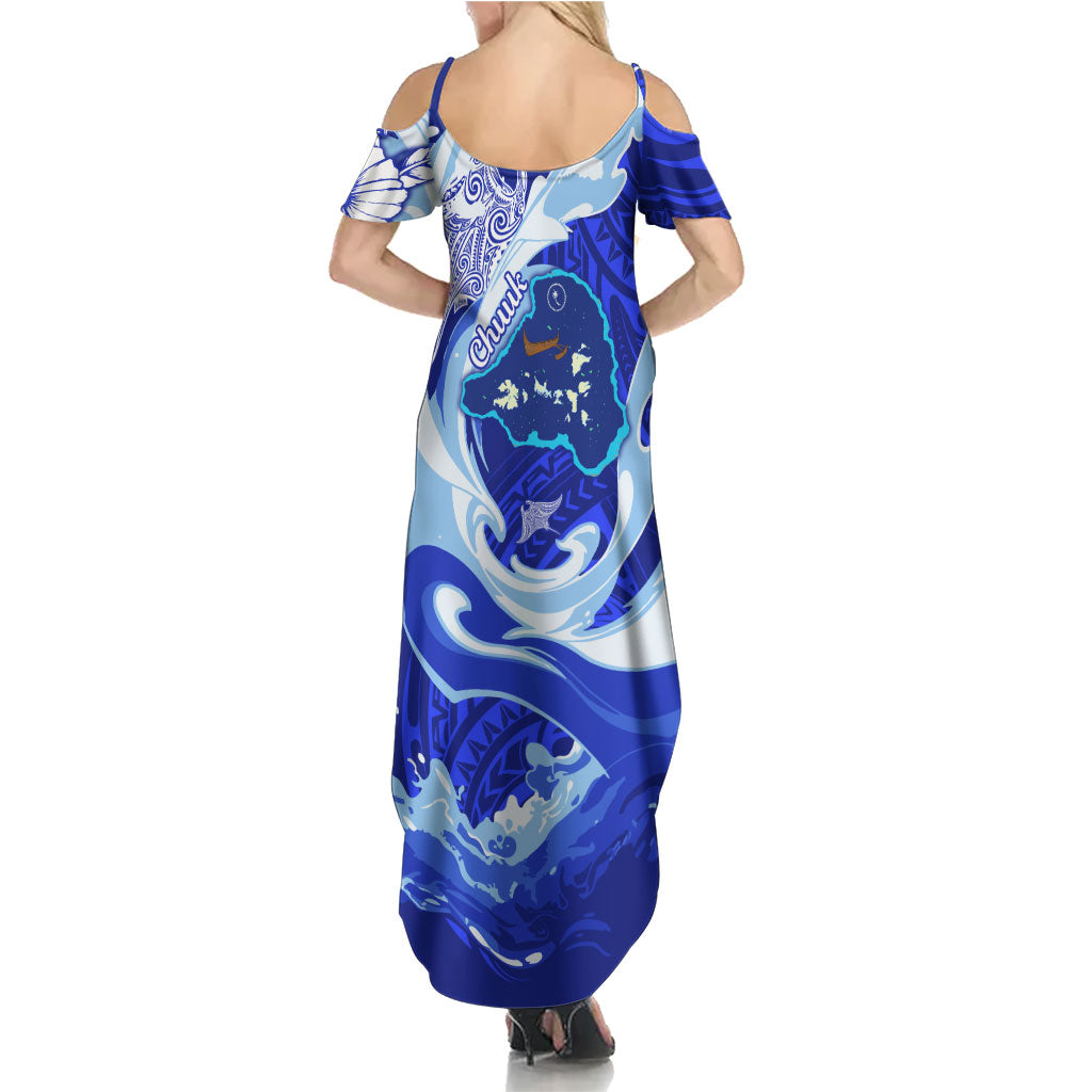 Chuuk Micronesian Roots Summer Maxi Dress Polynesian Tribal Pattern Hibiscus Flower And Stingray Art TS04 - Polynesian Pride