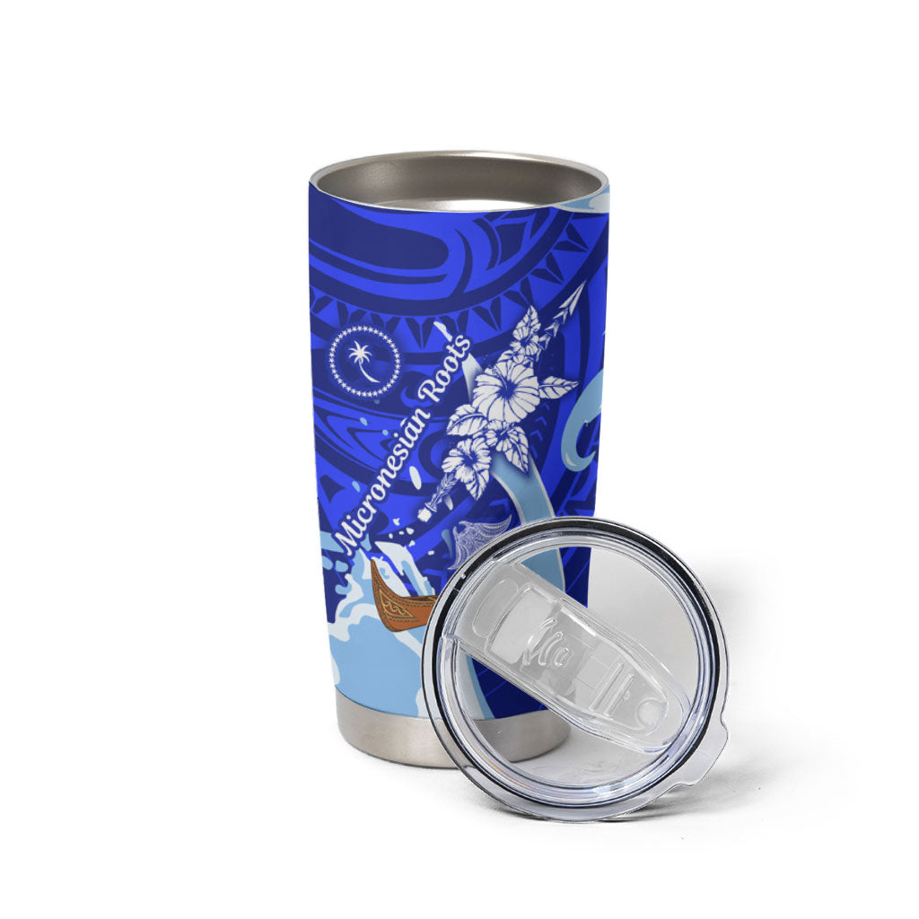 Chuuk Micronesian Roots Tumbler Cup Polynesian Tribal Pattern Hibiscus Flower And Stingray Art TS04 - Polynesian Pride