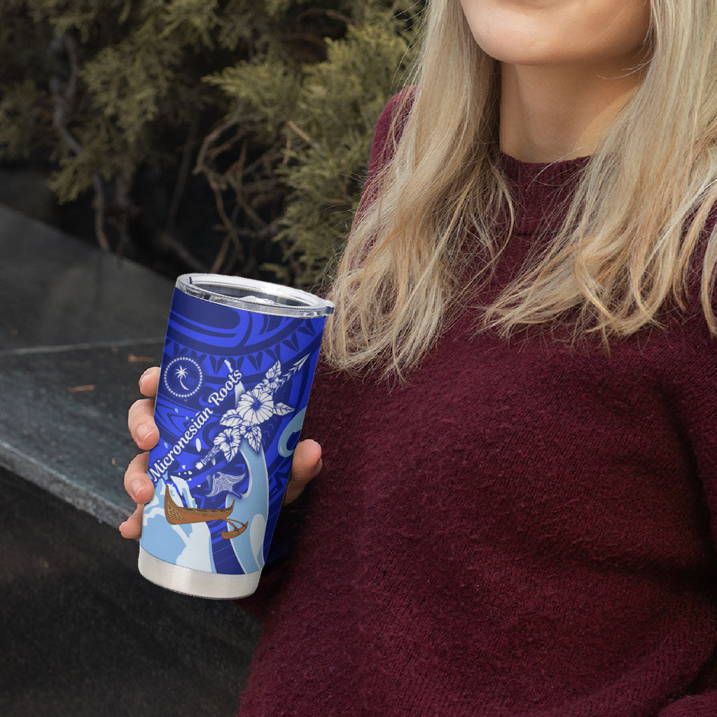 Chuuk Micronesian Roots Tumbler Cup Polynesian Tribal Pattern Hibiscus Flower And Stingray Art TS04 - Polynesian Pride
