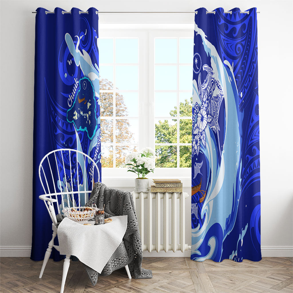 Chuuk Micronesian Roots Window Curtain Polynesian Tribal Pattern Hibiscus Flower And Stingray Art TS04 - Polynesian Pride