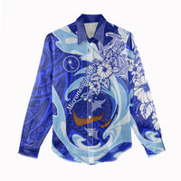 Chuuk Micronesian Roots Women Casual Shirt Polynesian Tribal Pattern Hibiscus Flower And Stingray Art TS04 - Polynesian Pride