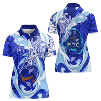Chuuk Micronesian Roots Women Polo Shirt Polynesian Tribal Pattern Hibiscus Flower And Stingray Art TS04 - Polynesian Pride