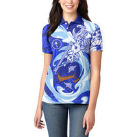 Chuuk Micronesian Roots Women Polo Shirt Polynesian Tribal Pattern Hibiscus Flower And Stingray Art TS04 - Polynesian Pride