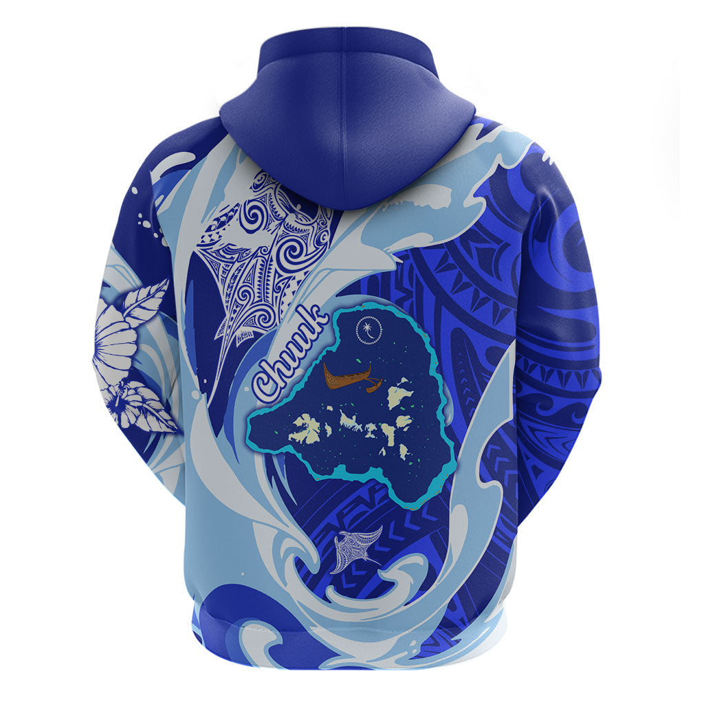 Chuuk Micronesian Roots Zip Hoodie Polynesian Tribal Pattern Hibiscus Flower And Stingray Art TS04 - Polynesian Pride