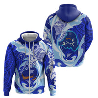 Chuuk Micronesian Roots Zip Hoodie Polynesian Tribal Pattern Hibiscus Flower And Stingray Art TS04 - Polynesian Pride