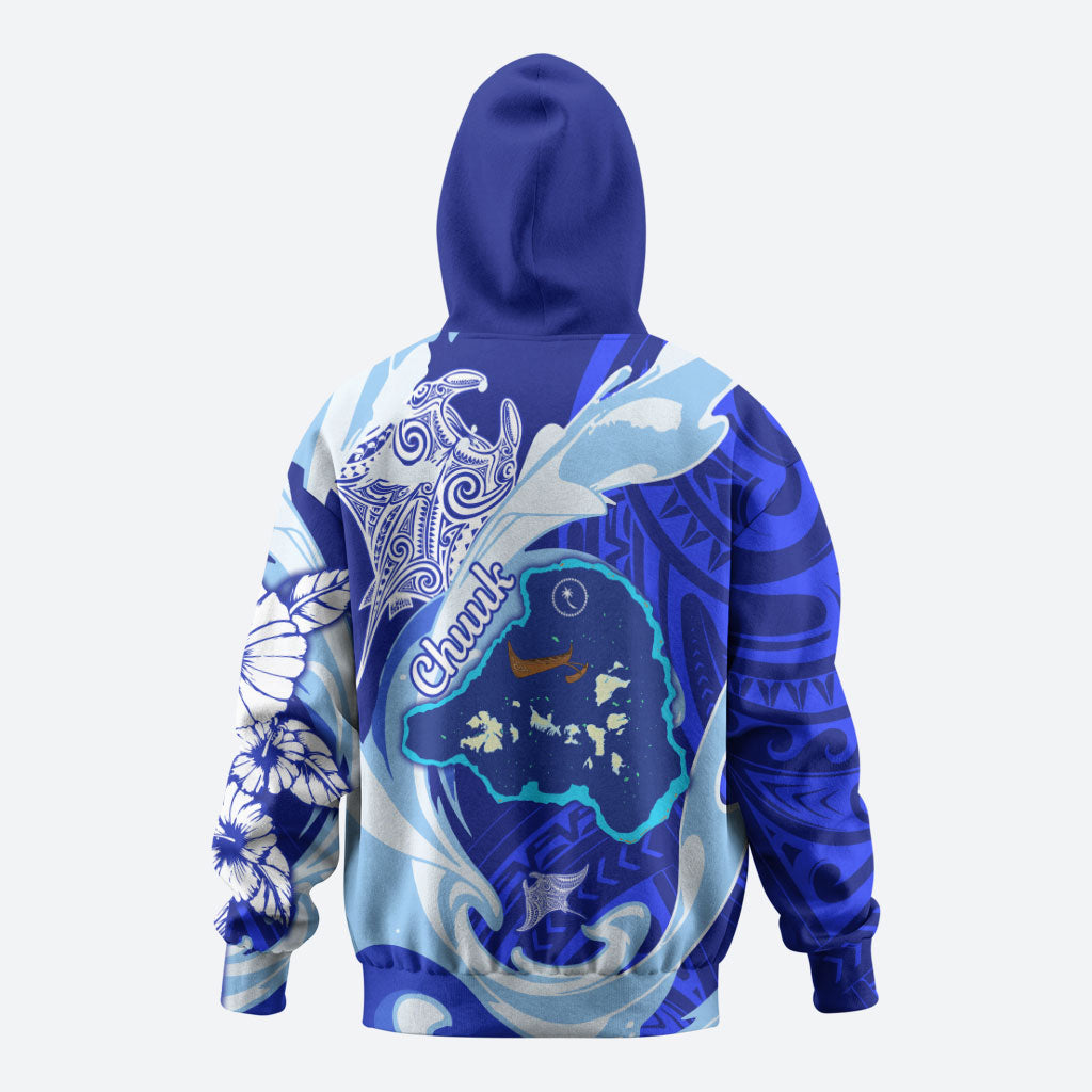 Chuuk Micronesian Roots Zip Hoodie Polynesian Tribal Pattern Hibiscus Flower And Stingray Art TS04 - Polynesian Pride