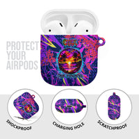 Chuuk Tropical Sunset Coordinates AirPods Case Neon Graffiti Polynesian Tribal