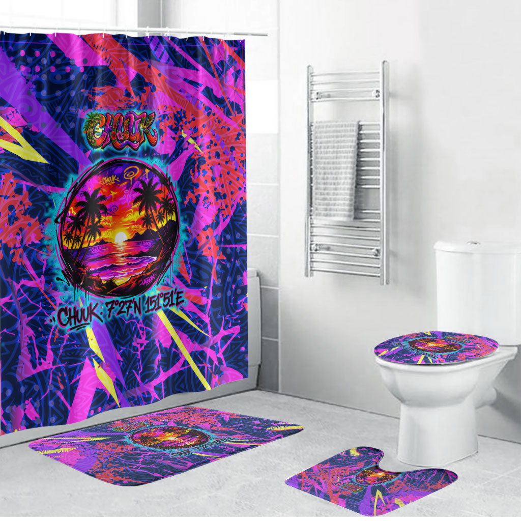 Chuuk Tropical Sunset Coordinates Bathroom Set Neon Graffiti Polynesian Tribal