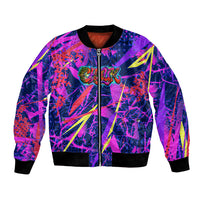 Chuuk Tropical Sunset Coordinates Bomber Jacket Neon Graffiti Polynesian Tribal