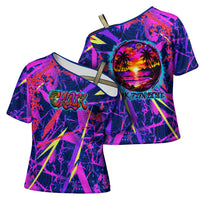 Chuuk Tropical Sunset Coordinates Cross Shoulder Shirt Neon Graffiti Polynesian Tribal