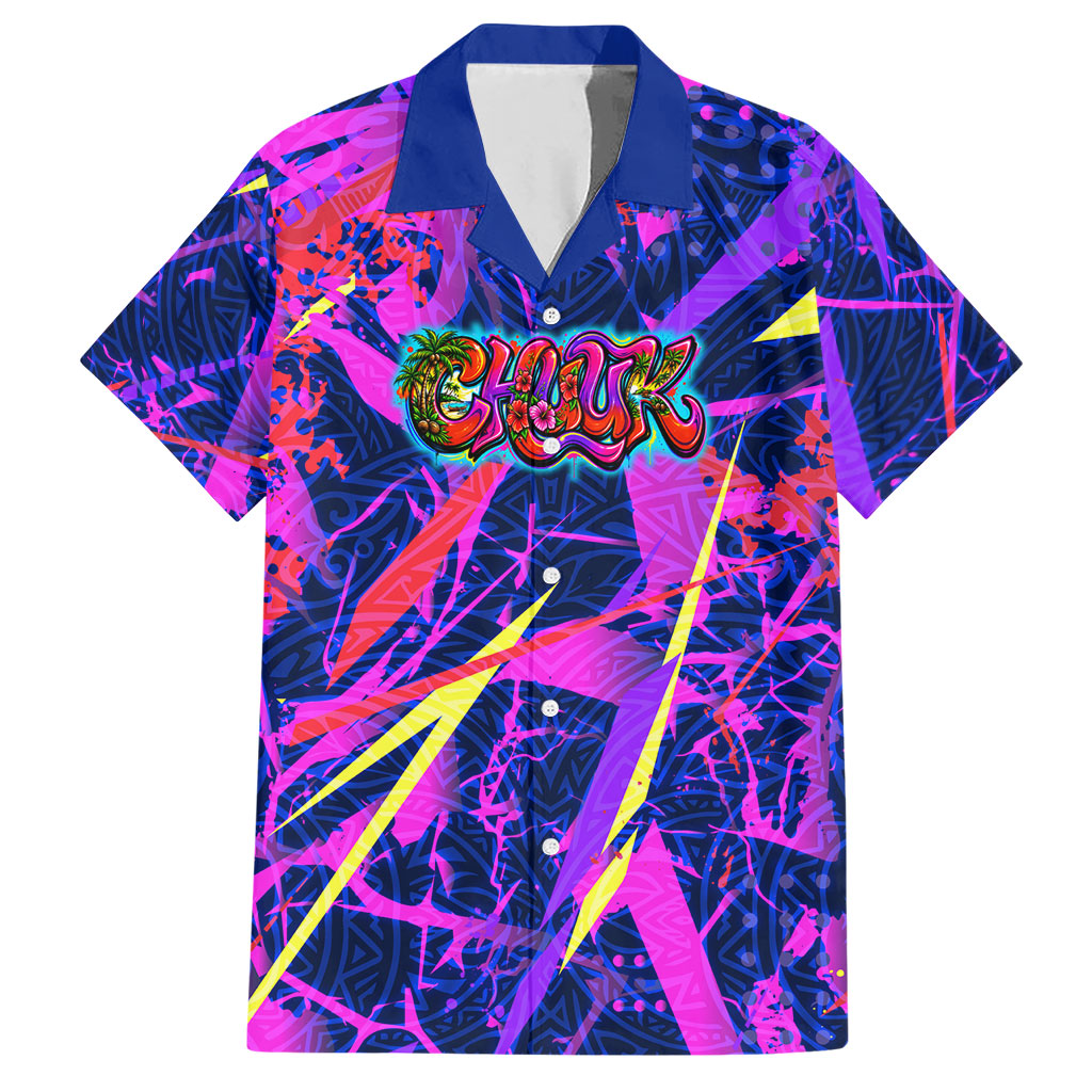 Chuuk Tropical Sunset Coordinates Hawaiian Shirt Neon Graffiti Polynesian Tribal TS04 Purple Pink - Polynesian Pride