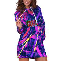 Chuuk Tropical Sunset Coordinates Hoodie Dress Neon Graffiti Polynesian Tribal TS04 Purple Pink - Polynesian Pride