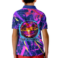 Chuuk Tropical Sunset Coordinates Kid Polo Shirt Neon Graffiti Polynesian Tribal TS04 - Polynesian Pride