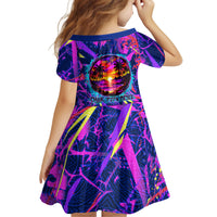 Chuuk Tropical Sunset Coordinates Kid Short Sleeve Dress Neon Graffiti Polynesian Tribal TS04 - Polynesian Pride