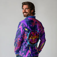 Chuuk Tropical Sunset Coordinates Long Sleeve Polo Shirt Neon Graffiti Polynesian Tribal TS04 - Polynesian Pride
