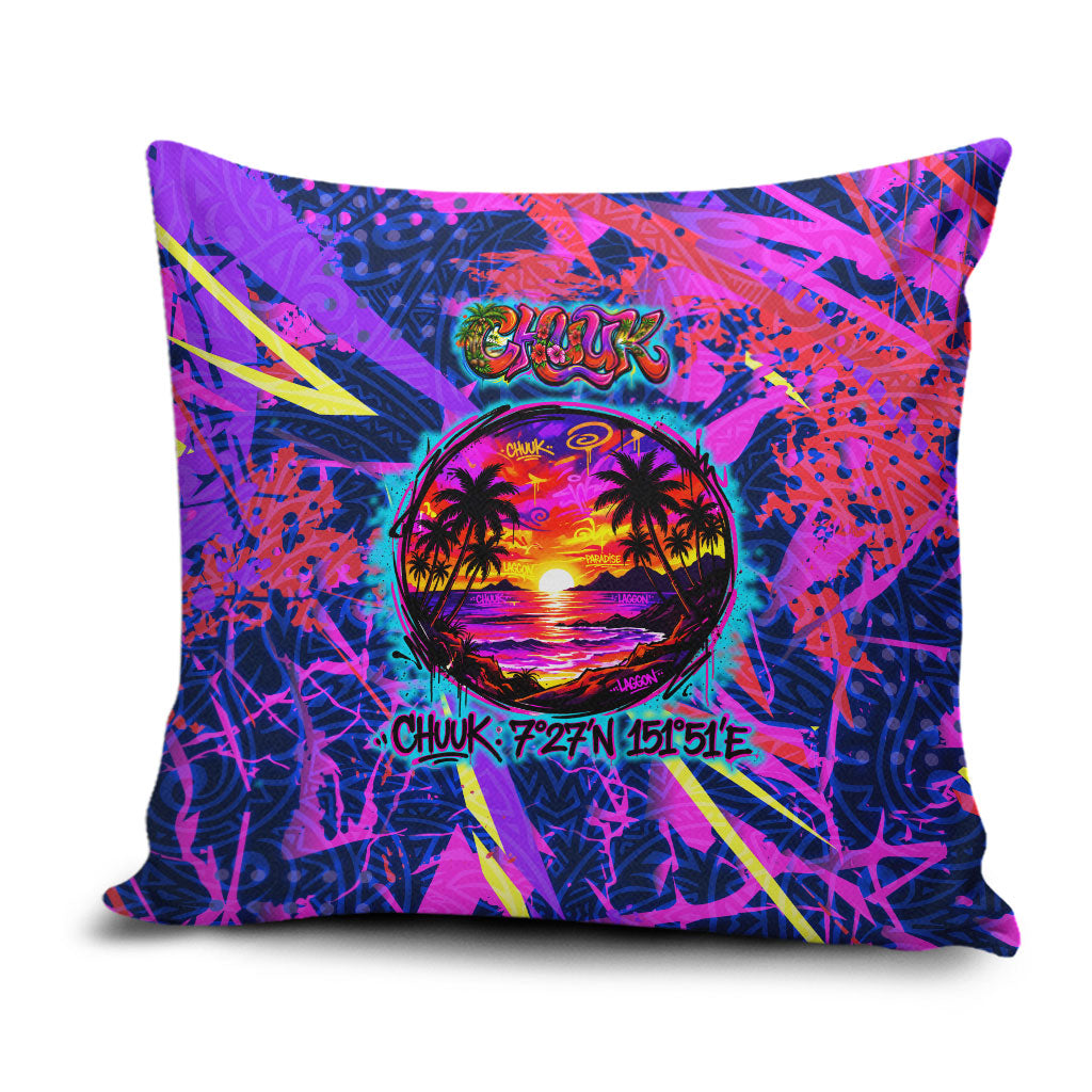 Chuuk Tropical Sunset Coordinates Pillow Cover Neon Graffiti Polynesian Tribal TS04 Purple Pink - Polynesian Pride