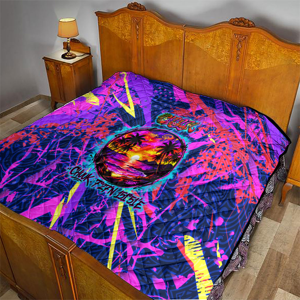Chuuk Tropical Sunset Coordinates Quilt Neon Graffiti Polynesian Tribal