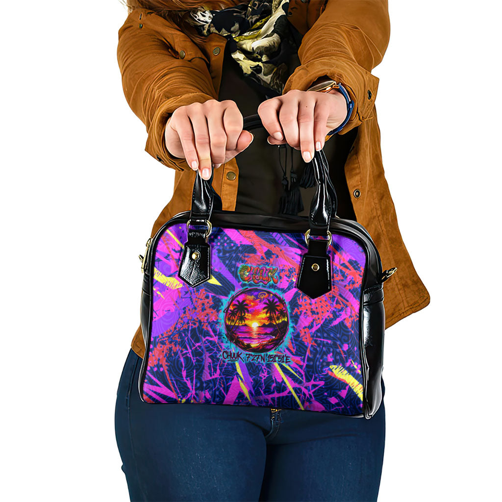 Chuuk Tropical Sunset Coordinates Shoulder Handbag Neon Graffiti Polynesian Tribal TS04 One Size Purple Pink - Polynesian Pride