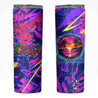 Chuuk Tropical Sunset Coordinates Skinny Tumbler Neon Graffiti Polynesian Tribal TS04 Purple Pink - Polynesian Pride