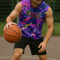 Chuuk Tropical Sunset Coordinates Sleeveless Hoodie Neon Graffiti Polynesian Tribal TS04 - Polynesian Pride