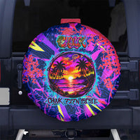 Chuuk Tropical Sunset Coordinates Spare Tire Cover Neon Graffiti Polynesian Tribal TS04 No hole Purple Pink - Polynesian Pride