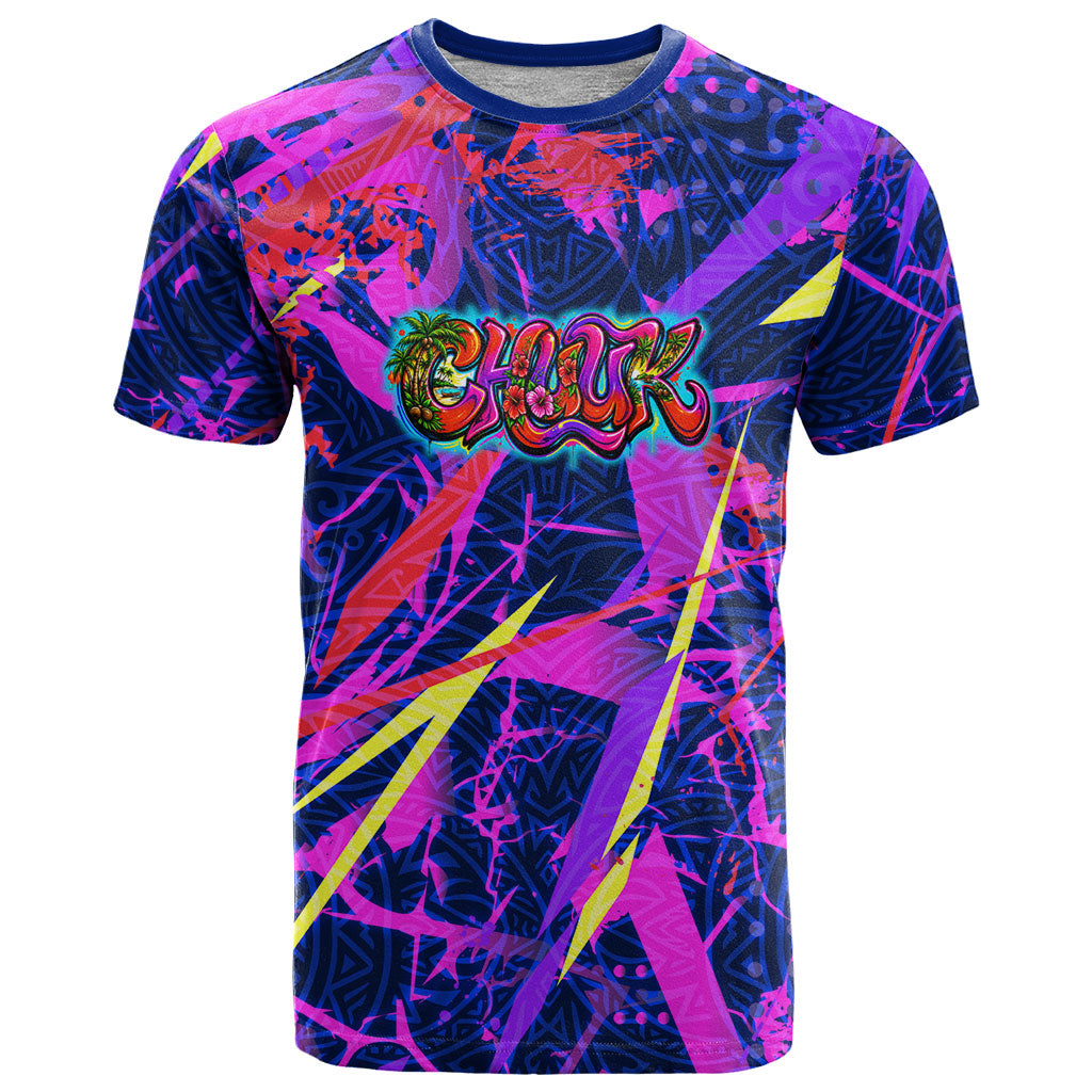 Chuuk Tropical Sunset Coordinates T Shirt Neon Graffiti Polynesian Tribal TS04 Purple Pink - Polynesian Pride