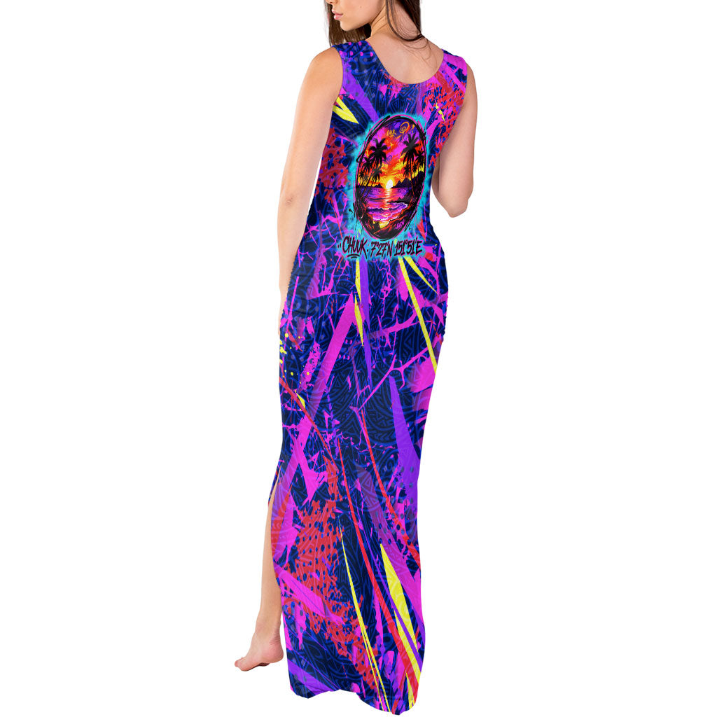 Chuuk Tropical Sunset Coordinates Tank Maxi Dress Neon Graffiti Polynesian Tribal TS04 - Polynesian Pride