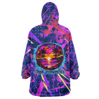 Chuuk Tropical Sunset Coordinates Wearable Blanket Hoodie Neon Graffiti Polynesian Tribal TS04 - Polynesian Pride