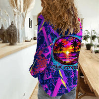 Chuuk Tropical Sunset Coordinates Women Casual Shirt Neon Graffiti Polynesian Tribal TS04 - Polynesian Pride