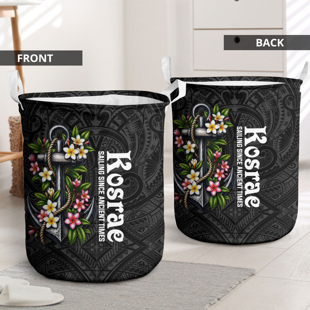Kosrae Nautical Heritage Laundry Basket Polynesian Tribal Anchor With Plumeria Tropical Art TS04 - Polynesian Pride