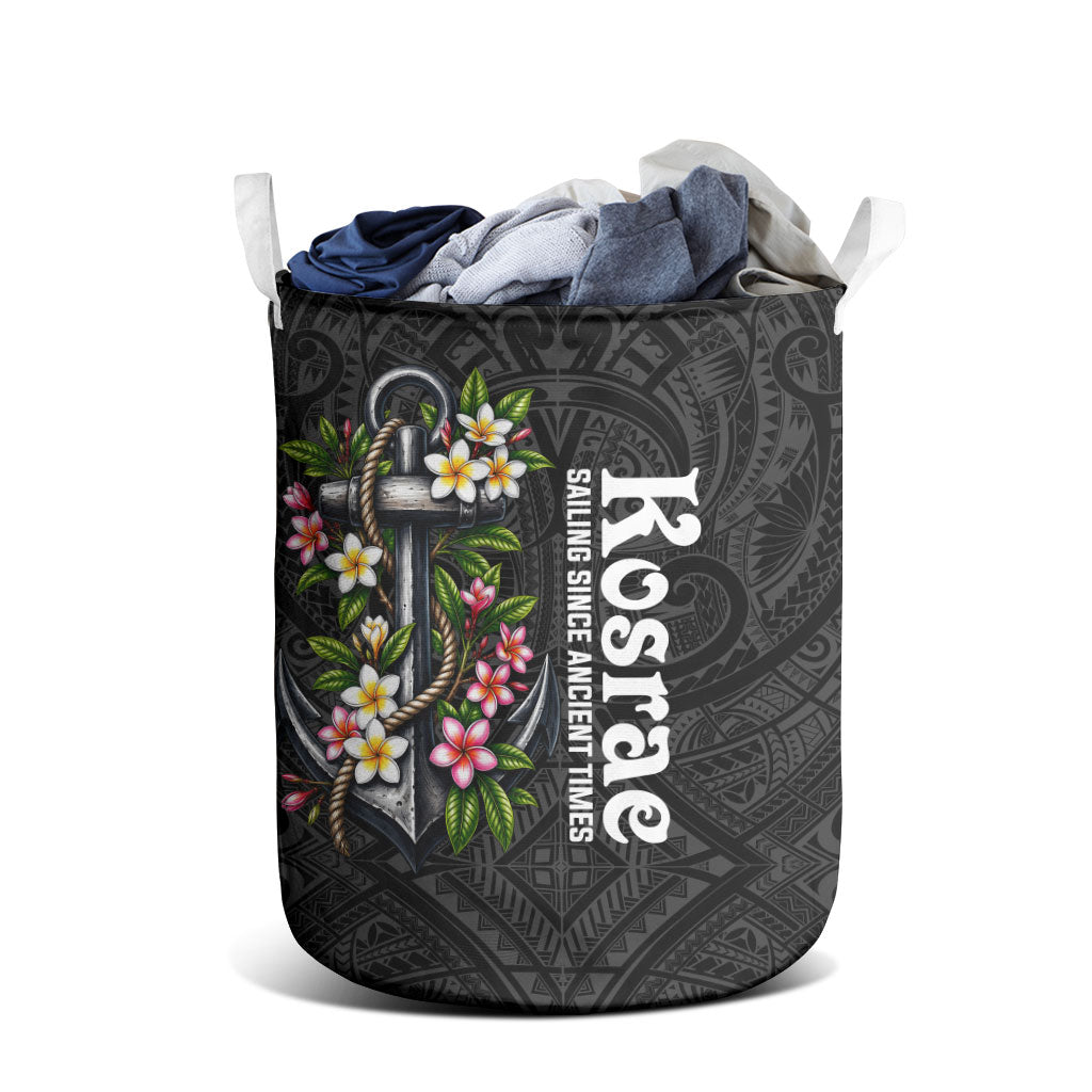 Kosrae Nautical Heritage Laundry Basket Polynesian Tribal Anchor With Plumeria Tropical Art TS04 - Polynesian Pride