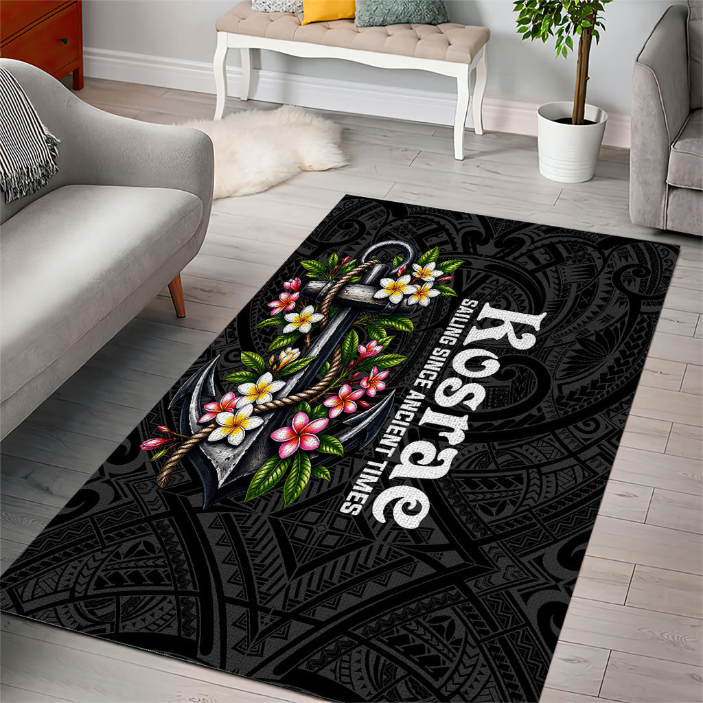 Kosrae Nautical Heritage Area Rug Polynesian Tribal Anchor With Plumeria Tropical Art TS04 - Polynesian Pride