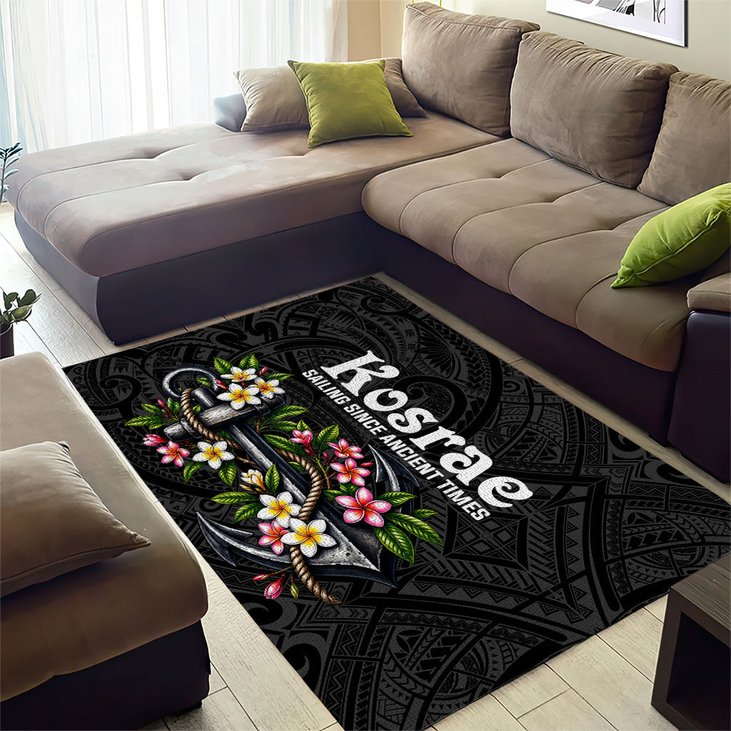 Kosrae Nautical Heritage Area Rug Polynesian Tribal Anchor With Plumeria Tropical Art TS04 - Polynesian Pride